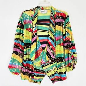 Michael Edwards Y2K Colorful Neon Draped Cardigan sz M